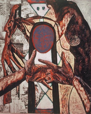 Union.120x90cm.129x90cm.Crayon etching and mixed media.
