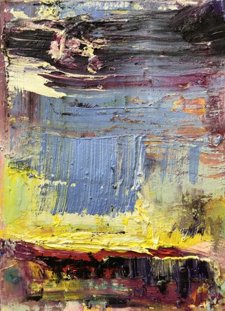 Atmospherics over south Uist, oil on wood, 15 x 20cm