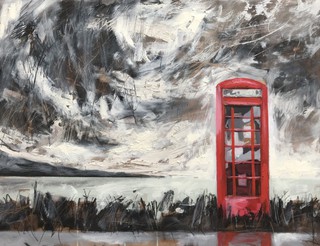 Heroic telephone box, Skye, oil on wood, 52 x 40cm.Available.