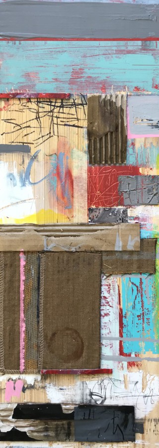 Edinburgh urban vista 6, mixed media on wood, 60 x 22cm
