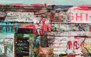 Edinburgh urban vista 2, mixed media on wood, 22 x 14cm