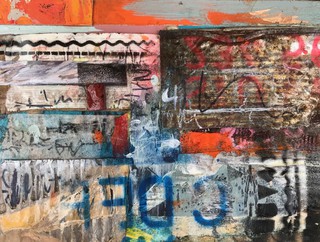Edinburgh urban vista 3, mixed media on wood, 22 x 14cm.Sold.