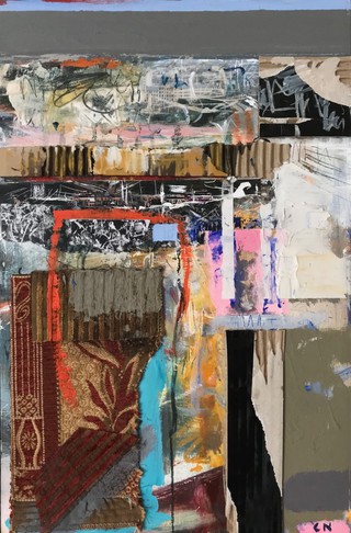 Edinburgh urban vista 1, mixed media on wood, 47 x 30cm.Available.