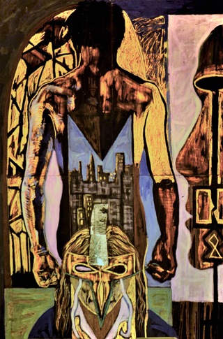 Self.180x120cm.Crayon etching, mixed media.