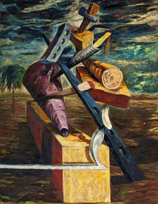 Deconstructed Figure.8x6ft.Oil on canvas.Piece archived by Art Uk.org.