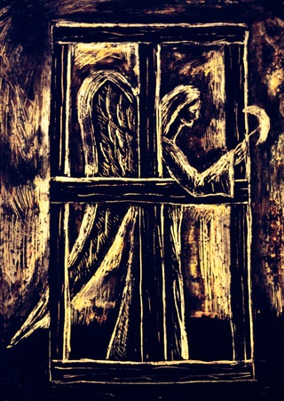 Angel.40x30cm.Crayon etching.