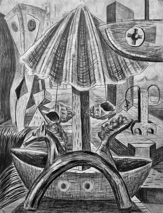 Surrealist composition sequence 3.70x60cm.pencil.