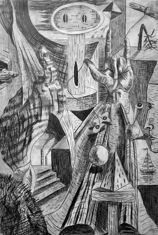 Surrealist composition sequence 2.80x60cm.Pencil.