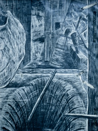 Surrealist composition 1986.70x50cm.Pencil.