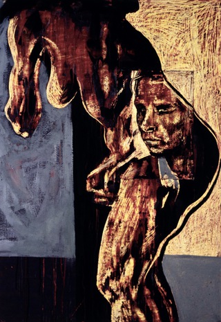 As one.110x80cm.Crayon etching on paper.