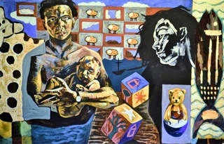 Family 1,6x4ft.Mixed media on paper.