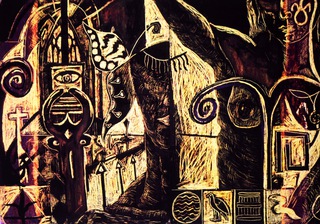 Cathedral.110x90cm.Crayon etching.