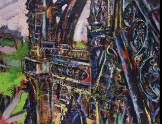 The Scott Monument.55x50cm.Mixed media on canvas.Sold.