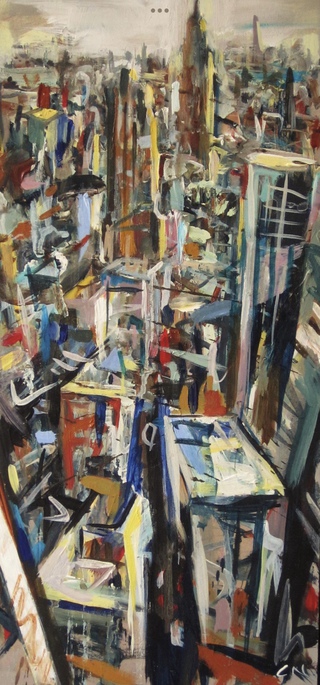 Empire State from Rockefeller.50x30cm.Acrylic on wood.Sold.