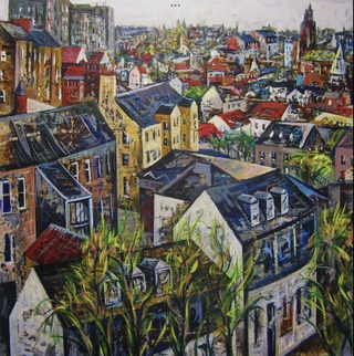Dean Village.Acrylic on canvas.90x90cm.Sold