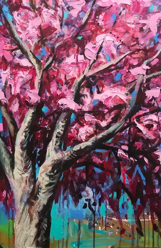 Edinburgh,Spring.90x60cm.Mixed media on canvas.Sold.