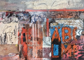 Leith from Calton Hill 2.20x14cm.Mixed media on wood.Sold