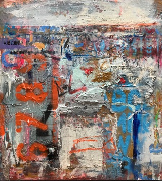 Urban configuration from Calton Hill.52x40cm.Mixed media on wood.Sold
