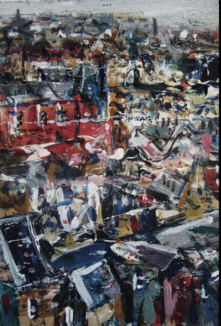Edinburgh South from Castle,(sketch).Acrylic on wood.Sold