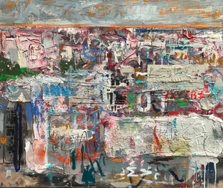 Leith from Calton Hill.60x50cm.Mixed media on wood.Available.