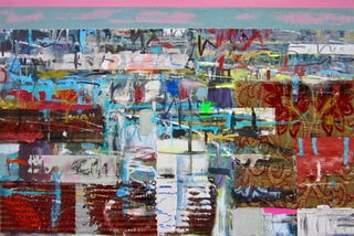 Urban vista from Canton Hill.50x40cm.Mixed media on canvas.Sold