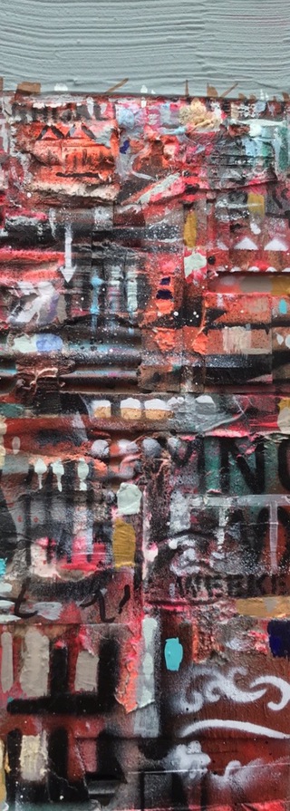 Toward the Forth from Calton Hill.24x10cm.Mixed media on wood.