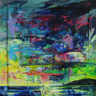 Big sky,Loch Scridain,Mull.90x90cm.Acrylic on canvas.