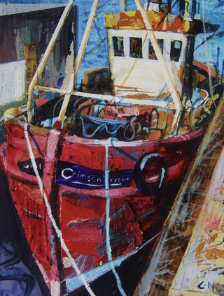 Boar,Oban harbour.23x16cm.Acrylic on paper.Sold