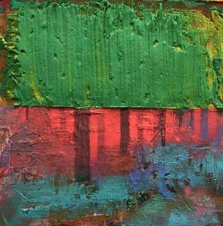 Edinburgh,Summer.15x15cm.Mixed media on wood.
