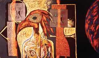 Dream state.6x4 ft.Crayon etching and mixed media on paper.