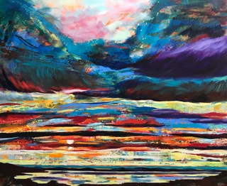 Big Sky,Skapa Flow,Orkney.Oil and acrylic on canvas.145x119cm.Available.