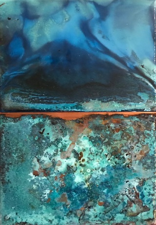 Skapa Flow,Orkney sunset.Treated copper and resin.30x21cm.Sold.